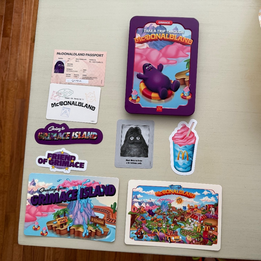 Welcome To McDonaldland McDonald's Grimace Set (NEW) Great Condition